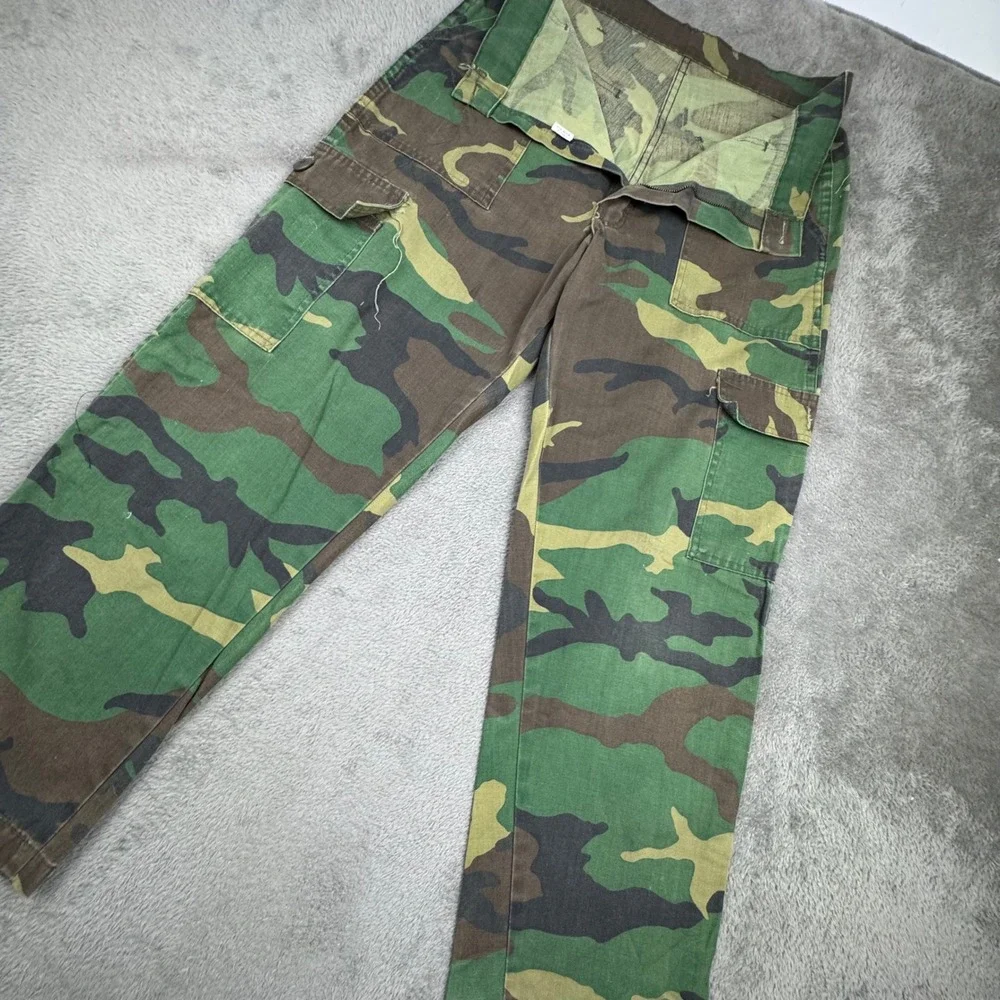 Vintage Cargo Pants Mens 31x28 Green Camo Good 90s Woodland Military Utility